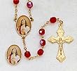 Crystal Rosary - Sacred Heart of Jesus - 7mm Crystal Beads - 21in. Gold Chain - Center Piece with Matching Lapel Pin - Gift Box Included - IMPORTED FROM ITALY