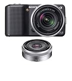 Sony Alpha NEX-3K/B 14.2MP Digital Camera with 16mm 2.8 & 18-55mm Lens (Black)