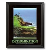 Solid Wood Black Framed DETERMINATION Motivational Ocean Golf Pictures Art Print