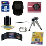 Samsung L210 Red 10.1MP Digital Camera with 3x Optical Image Stabilized Zoom With Bonus 8GB Accessory Kit Included