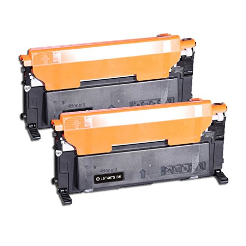 Dell 2-Pack 4Benefit Compatible CLT-407S Toner Cartridge CLP325 (2xBlack) CLT-K407S CLTK407S CLT407S Used for CLX-3185FW 3185N CLP-320N CLP-321N CLP-325W CLP-325 Color Laser Printer