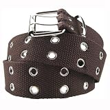 M BROWN CANVAS SILVER GROMMET WEB BELT
