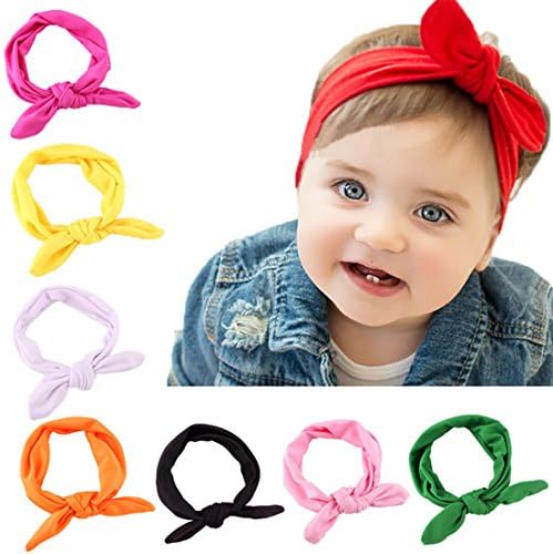 FoYy Baby stretch rabbit ear hair band（8 Pack )