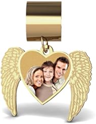 Angel Heart Photo Charm For Bracelet - Split Ring, Lobster Claw, or Bead Attachment