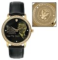 Obama Unisex Gold-tone Crystal Leather Strap Commemorative Watch BO-4710