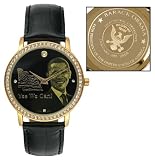 Obama Unisex Gold-tone Crystal Leather Strap Commemorative Watch BO-4710