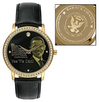 Obama Unisex Gold-tone Crystal Leather Strap Commemorative Watch BO-4710