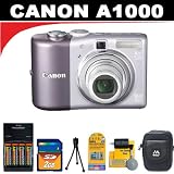 Canon Powershot A1000IS 10MP Digital Camera with 4x Optical Image Stabilized Zoom (Purple) + DB ROTH Deluxe Accessory Kit