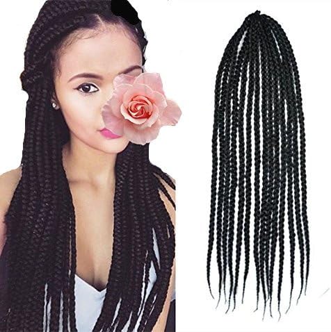 Stepupgirl 20 Inch Pure Black 1B# Color Soft Dread Lock Crochet Synthetic Torsion Braiding Hair