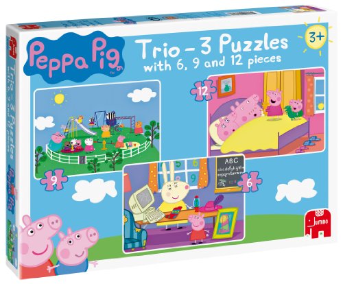 Peppa Pig Trio - 3 Jigsaw Puzzles in a Box (6, 9 and 12 Pieces)