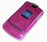 PCMICROSTORE Brand Motorola Razr V3 V3c V3m V3i Magenta Icy Sprinkle Crystal Snap-On Case Cover