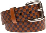 Leather Island Mens Blue and Orange Checker Belt