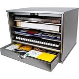 Victor Wood Desktop Organizer with Closing Door, 4720 (Classic Silver)