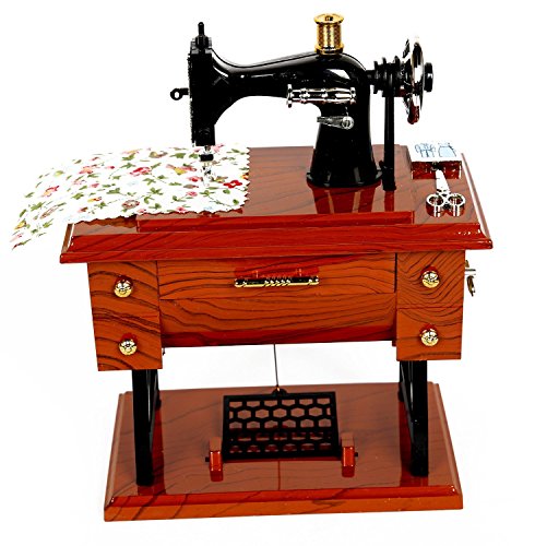 X-group™ Vintage Mini Sewing Machine Style Plastic Music Box Table Desk Decoration Toy Gift for Kid Children