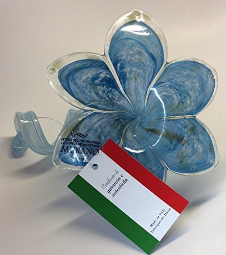 Italian Murano Glass Spiral Open Flower Baby Blue Dark XL 7"