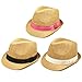 Classic Tan Fedora Straw Hat - Different Color Band Available