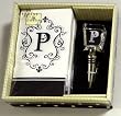 Gift Set of 30 Monogram Paper Guest Towels and 1 Monogram Glass Winestopper - P