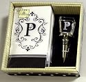 Gift Set of 30 Monogram Paper Guest Towels and 1 Monogram Glass Winestopper - P