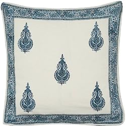 Throw-Pillow-Covers Asian-Influence Indian-Style Cotton Block Print Square 24x24 Inches