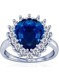 Platinum Pear Cut Blue Sapphire Ring With Sidestones