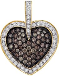14KT Yellow Gold 1.00 CTW COGNAC Diamond Fashion Pendant