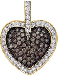 1.00ctw Cognac Chocolate Brown & White Diamond Heart Pendant