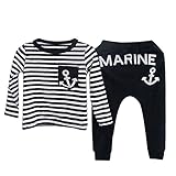 MIOIM 子供服 横縞 上下セット ボーイズ 男の子 クール かっこいい ベビー服 冷房対策 チャコール 長袖 長ズボン 2セット 90 100 110 120 130