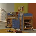 Verona Design Maximus Blue Pine Mid Sleeper Bed Set 1 3'0" with Secured Ladder inc. Blue Pull out Desk, Blue 3+2 Chest and Book Case, Excluding Mattress