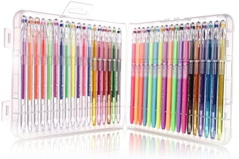 Gel Pens 1.0 mm Fine Point Packs of 48 for Adult Coloring Books,Assorted Multicolors with Case,Metallic,Glitter,Neon,Waterchalk Ink Pens for Doodling,Sketching and Craft for Kids