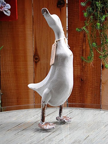 Beach Rustic French Country Decor Wood Duck, Model Limoges, 13 Inches Tall, Color French Gray