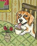 Beagle At The Coffee Shop (Canvas) By Jay Schmetz Highest Quality Art Print Poster - Size: 25 X 32