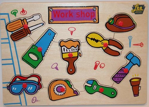 Lee Brothers Toys Workshop Wooden Peg Puzzle with Names Under Each Piece Lee Brothers Toys Workshop Wooden Peg Puzzle with Names Under Each Piece
