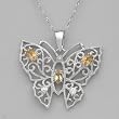 Necklace With 1.27ctw Precious Stones - Genuine Citrines, Diamond and Topazes in 925 Sterling silver. Total item weight 9.5g Length 16in