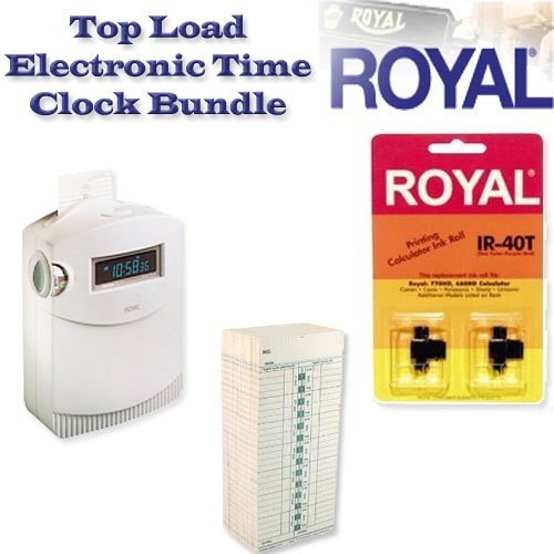 Royal TC100 TimeMaster Time Clock Bundle with IR-40T Ink Pack and Royal 13702 pack of 250 Time Cards