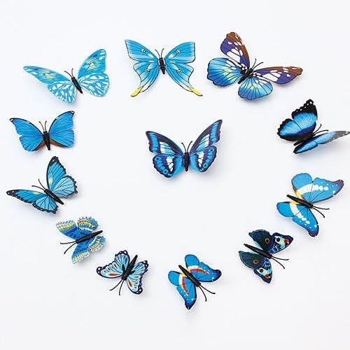 New 12PcsX 1Color Art Decal Girls Home Room Wall Stickers 3D Butterfly Decorations Decors "Blue Color" Set31