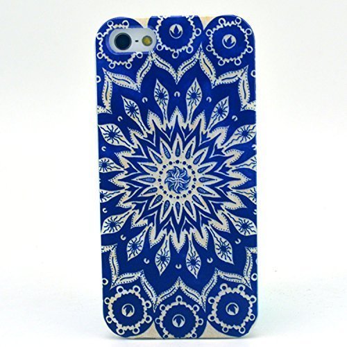 Iphone 5c Case, JAHOLAN Blue Totem Flower Painting Clear Bumper TPU Soft Case Rubber Silicone Skin Cover for iphone 5c
