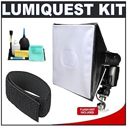 LumiQuest Softbox III Flash Diffuser + Cinch Strap + Accessory Kit for Canon 220EX 270EX 430EX 580EX II, Nikon SB-400 SB-600 SB-800 SB-900, Olympus FL-20 FL-36 FL-50, Pentax AF-360FGZ AF-540FGZ Flashes
