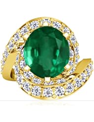 18K Yellow Gold Oval Cut Emerald Fana Designer Ring (GIA Certificate)