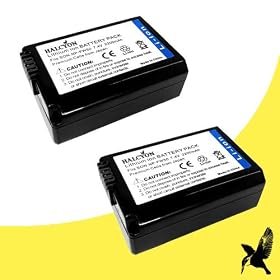 Two Halcyon 2200 mAH Lithium Ion Replacement Battery for Sony Alpha NEX-F3 16.1 MP Digital SLR Camera and Sony NP-FW50