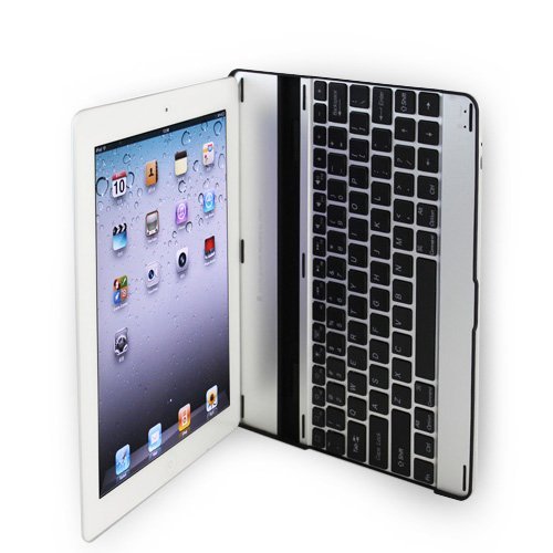 MiniSuit Aluminum Bluetooth Keyboard Case for Apple iPad 2 (Silver with Black Keys)