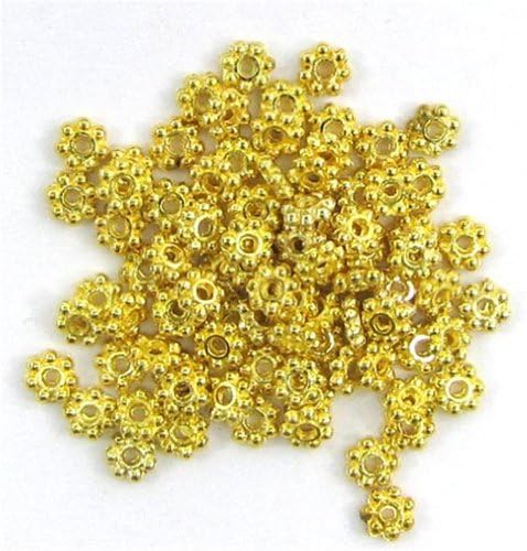 DUMAN 100pcs 6mm gold plated daisy spacer beads for jewelry making