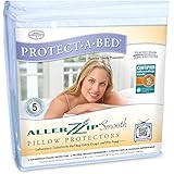 Protect-A-Bed AllerZip Smooth Waterproof Pillow Protector, Standard 21 by 27-Inch, 2-Pack