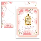 Signature Line - Caged Valentine Note Cards (1 Card + 1 Envelope) | Rungtong & Co. Stationery Line