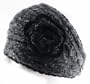 100% Handmade Knit Flower Headband best for Ponytail Styling, Black Gray 2 Tone
