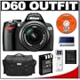 Nikon D60 Digital SLR Camera with 18-55mm AF-S VR Zoom Lens + EN-EL9 Battery + Case + Cameta Bonus Accessory Kit