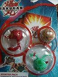 Bakugan Starter Pack~Season 2 Vestroia Bakuglow Series. Pyrus Spindle, Ventus Pyro Dragonoid and 1 Sub Terra Mystery Bakugan. Comes with 3 Bakugan, 3 Metal Gate Cards and 3 Ability Cards