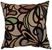 Pillow Perfect Contemporary Floral Flocked Decorative Square Toss Pillow, 18-Inch by 18-Inch, Brown/Orange