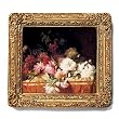 Cabbage Roses on a Table - Gold Frame Magnet with pop-out easel (2-3/4" x 2-1/2")