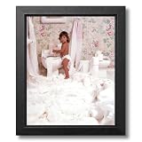 Girl Toilet Paper Bathroom Lid Picture Framed Art Print by 