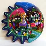 Celestial Sun and Moon Hand Painted by Nahuas Indians
